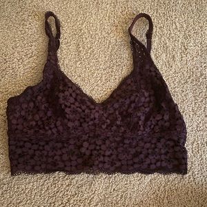 aerie maroon long line bralette lace size medium